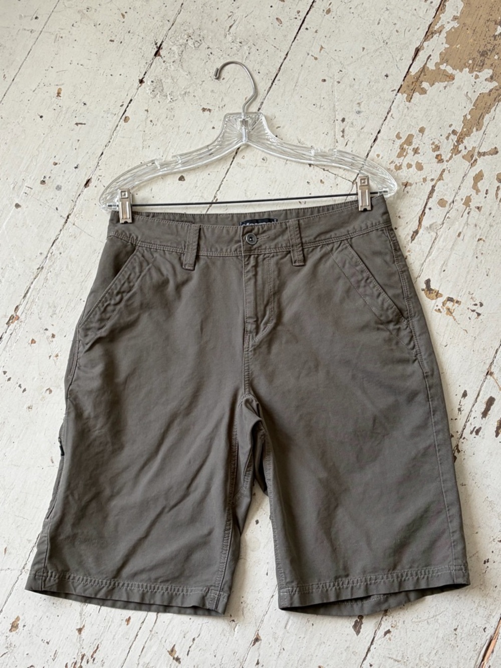 Marmot Khaki Canvas Outdoor Shorts with Branded Silver Button